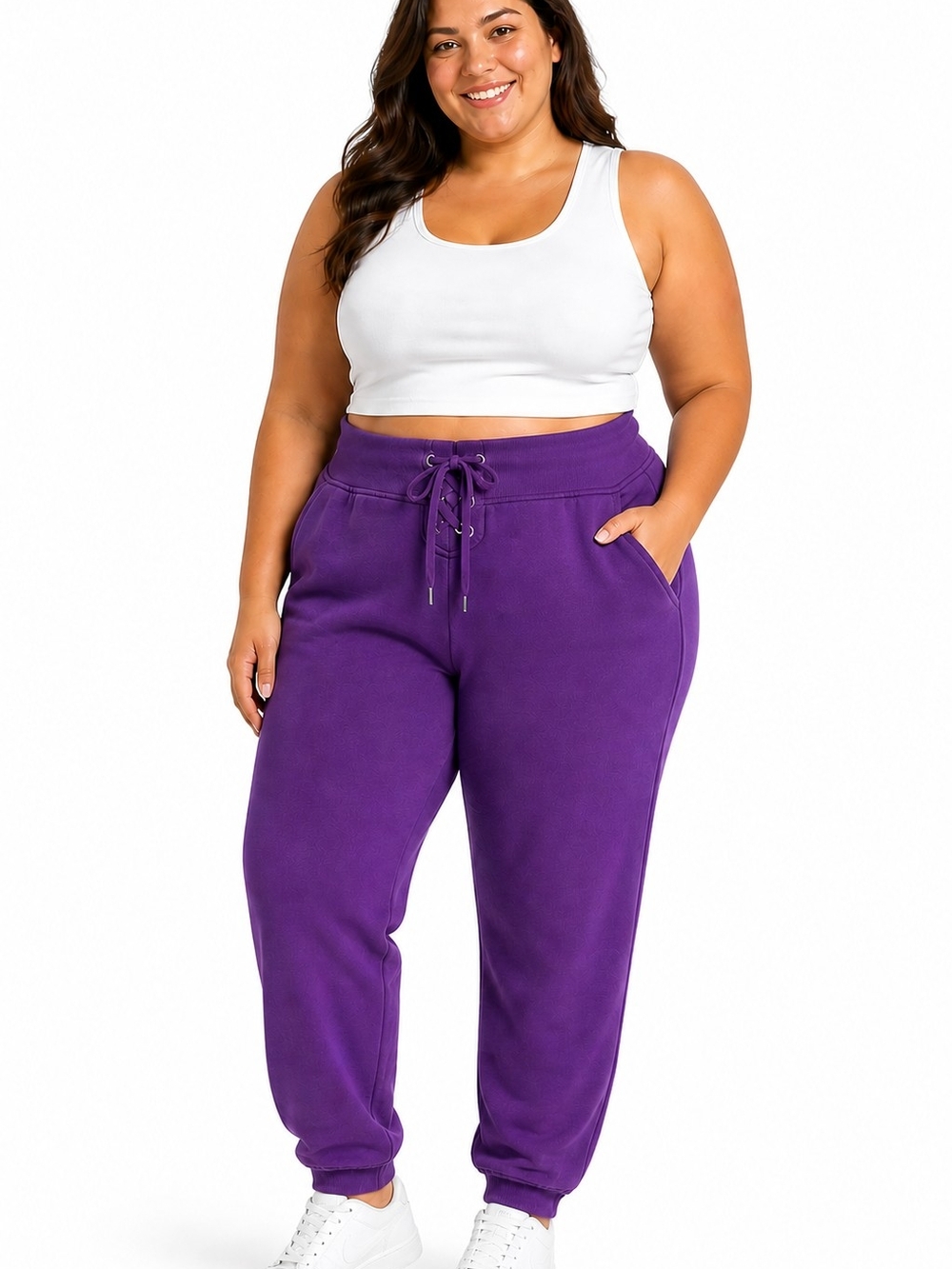 Victoria’s Secret Lace-Up Jogger Sweatpants Purple XXL Pockets plus size lounge